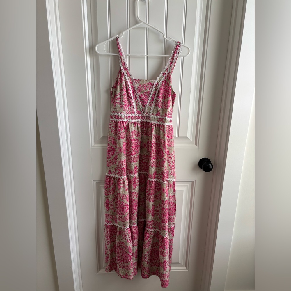 Pink and Cream Floral Maxi Dress